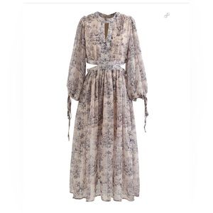 Chic wish zoo land print cutout chiffon midi dress